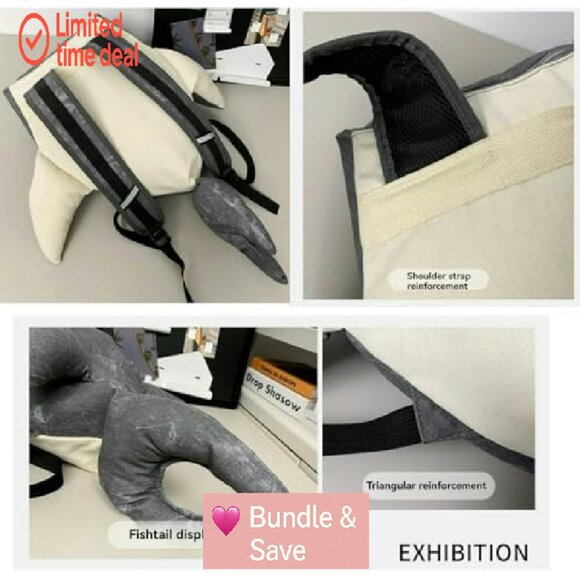 Whale Shark Ita Backpack With Pins, Adjustable Straps, Polyester, 15" Height - Picture 6 of 7